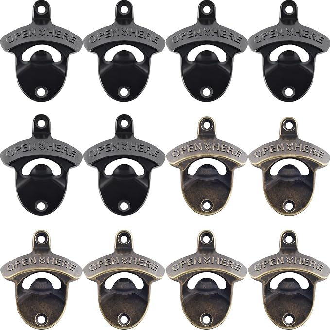 12 PCS Wall Mount Beer Opener Bulk, Stainless Mountable Bottle Cap Opener by Wallmountedbottleopener
