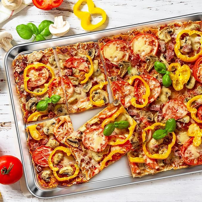 Homikit 1 Pack Baking Sheet, 18 x 13 Inches Stainless Steel Large Cookie Pan - Image 8