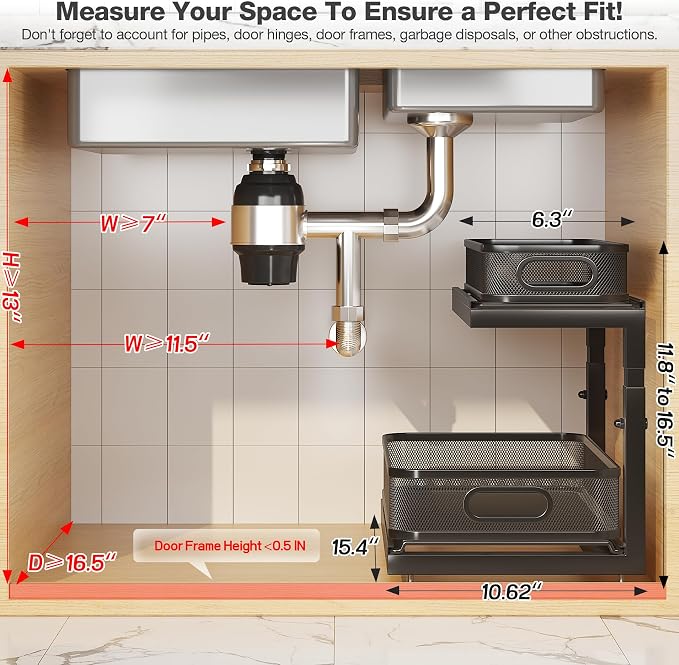 2-Pack Under Sink Storage Organizer - Image 2