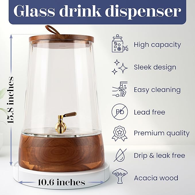 FOODLE Extra Large Glass Drink Dispenser - Image 6