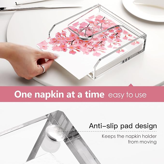 DINGHUO Acrylic Napkin Holder for Table, Flat Kitchen Paper Hand Napkin - Image 4