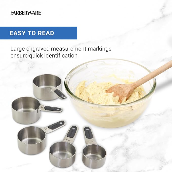 Farberware Professional Set of 5 Stainless Steel Measuring Cups, Precision and - Image 3