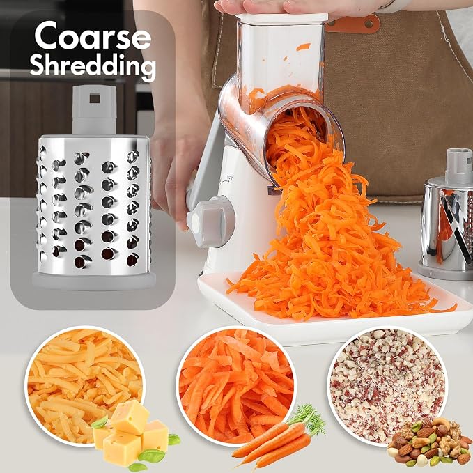 Rotary Cheese Grater with Handle, Kitchen Speed Hand Crank Vegetable Slicer - Image 2