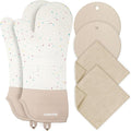 Extra Long Oven Mitts and Potholders 6Pcs Set, 500°F Heat Resistant Kitchen by FORATER