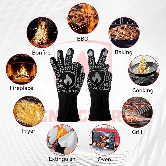 BBQ & Grill Gloves, Oven Gloves, 1472°F Silicone Oven Mitts Heat Resistant - Image 7