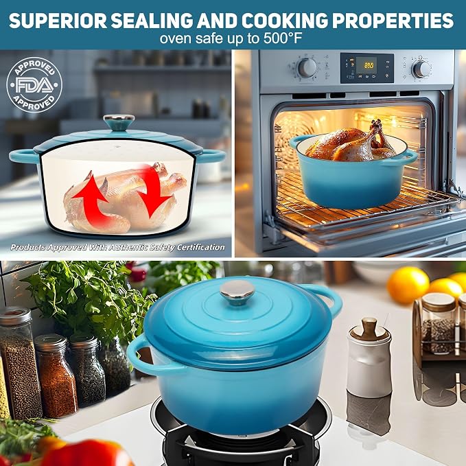 5QT Enameled Cast Iron Dutch Oven - Image 4