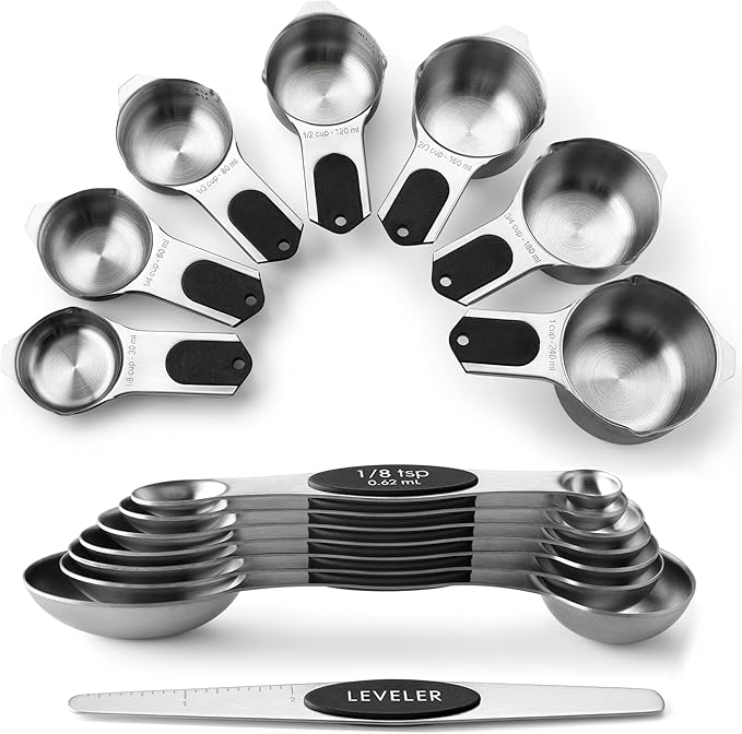 Spring Chef Magnetic Measuring Cups & Spoons Set, Strong N45 Magnets, Heavy by SpringChef