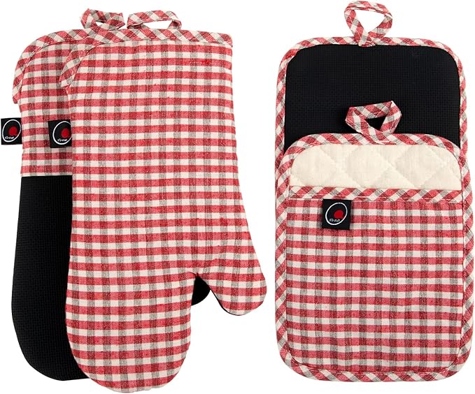 Oven Mitts and PotHolders Sets, Non-Slip Neoprene Oven Mitts are Suitable by Firstall