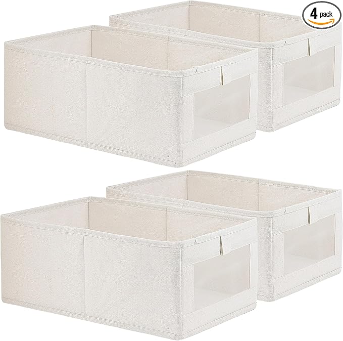 Fordonral 4 Pack Linen Storage Bins, Storage Containers by Fordonral