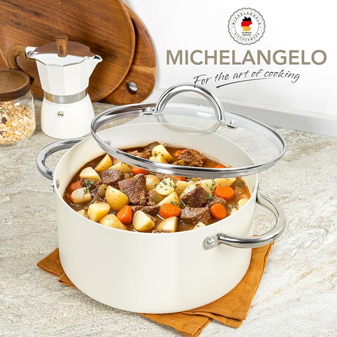 MICHELANGELO Stock Pot with Lid, 6 Quart Soup Pot with Lid - Image 6