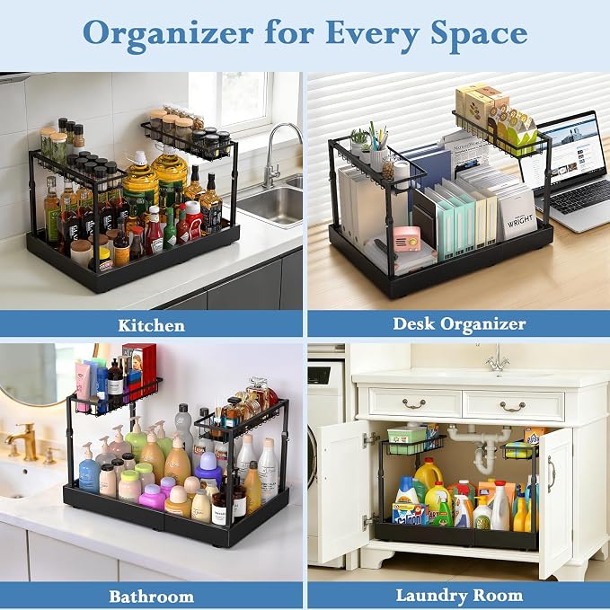 Aisslro Under Sink Organizer, 2 Tier Under the Sink Storage, Expandable - Image 9