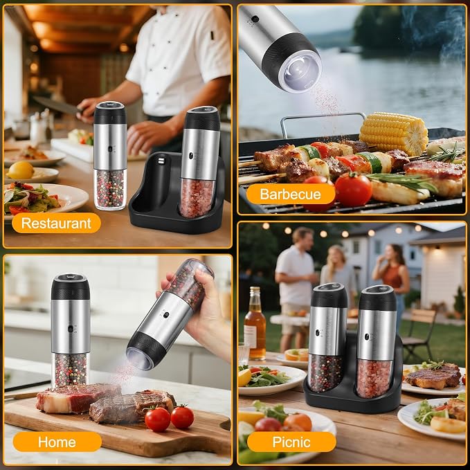 Rechargeable Gravity Electric Salt Grinder Set - Image 8