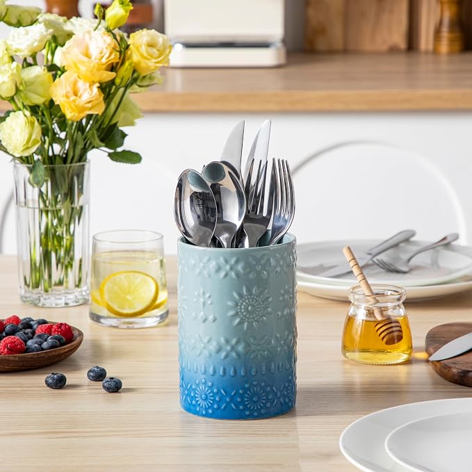 LOVECASA Utensil Holder, 7.2"+5.4" Ceramic Utensil Holder - Image 7