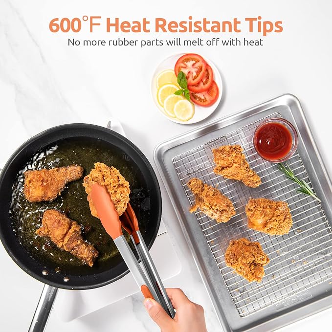 600ºF Heat Resistant Kitchen Tongs: U-Taste 12 inch Large Silicone Cooking Tong - Image 3