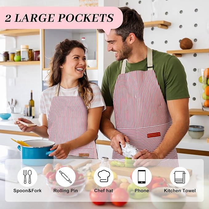 2Pack Adjustable Kitchen Apron for Women Men - Image 4