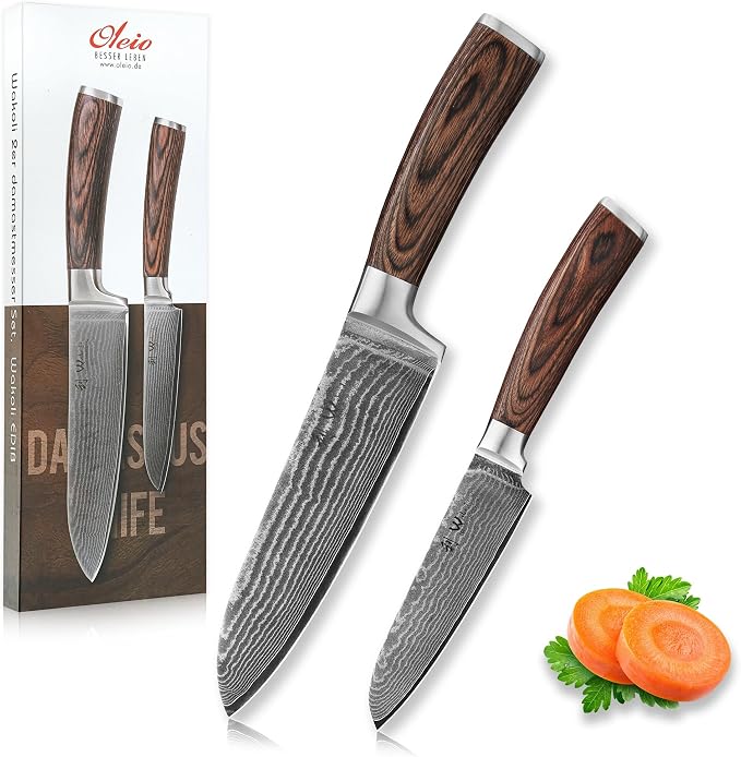 Wakoli EDIB 2-Piece Damascus Kitchen Knife Set – Santoku & Small Santoku by Wakoli