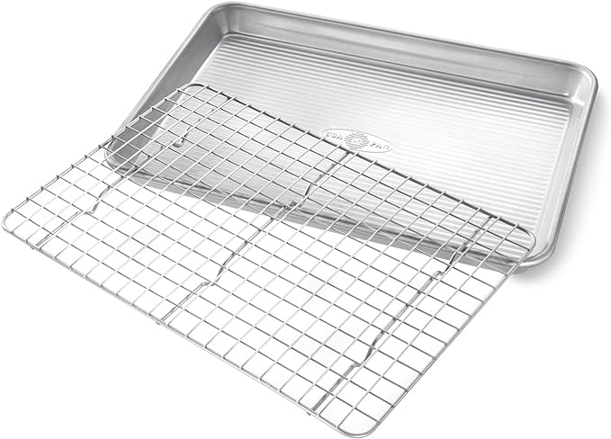 USA Pan Bakeware Quarter Sheet Baking Pan and Bakeable Nonstick Cooling Rack Set - Image 2