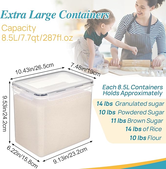 Vtopmart 8.5L 2 Pack Extra Large Flour Sugar Storage Containers - Image 2
