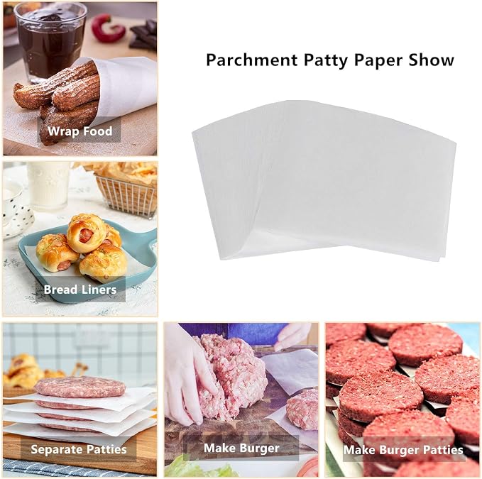 Katbite Hamburger Patty Paper 1000Pcs, 5.5"x5.5" Non Stick Parchment Paper - Image 3