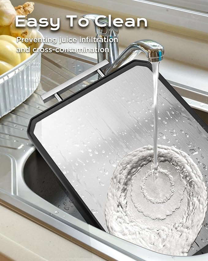 SNOWCLAD Stainless Steel Cutting Board, Double Sided Steel Bread Boards - Image 6
