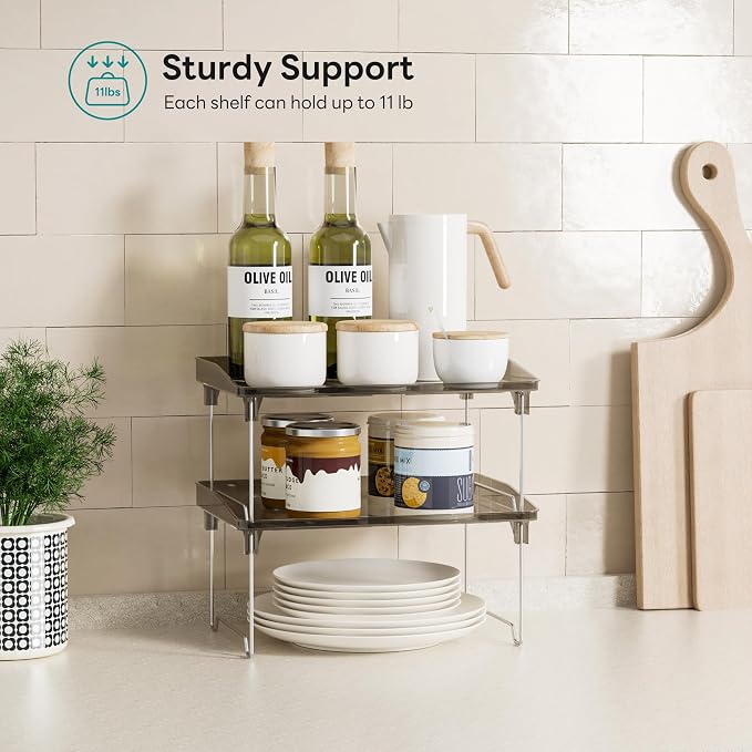 STARLATTA 2 Pcs Cabinet Organizer Shelf，Stackable Kitchen Counter Shelves - Image 5