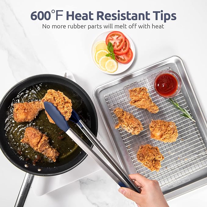 600ºF Heat Resistant Kitchen Tongs: U-Taste 16 in Extra Long Large Silicone - Image 3