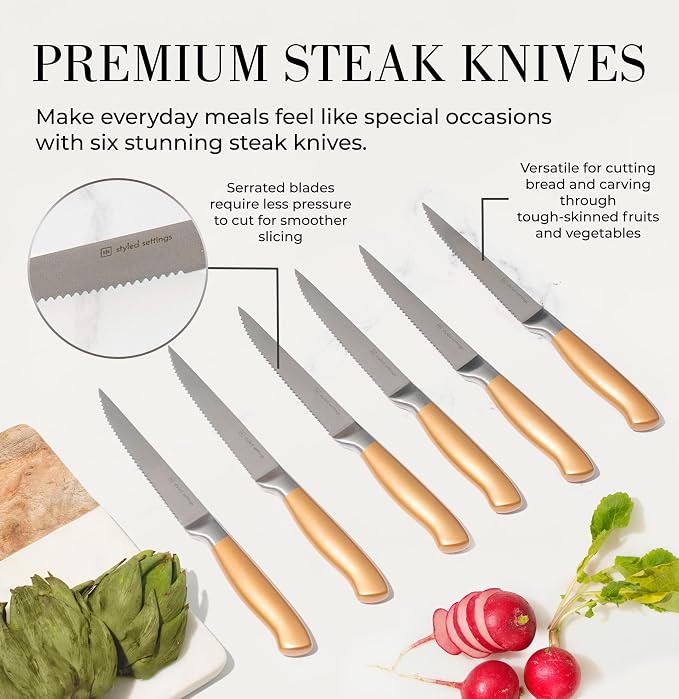 Black and Gold Knife Set for Kitchen - Image 8