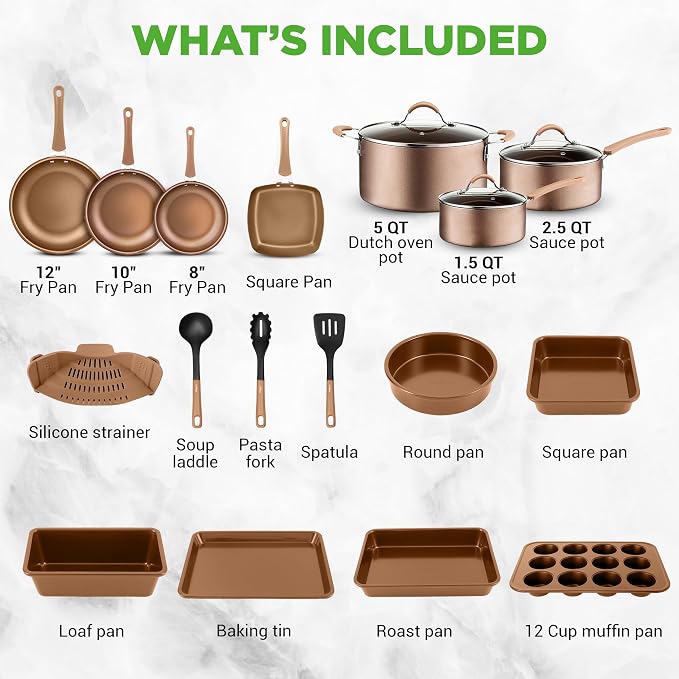 NutriChef 20-Piece Pots and Pans Set Non Stick – Induction Cookware Set - Image 6