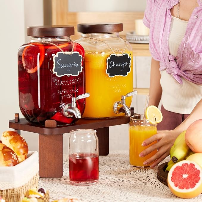 2PCS Large Drink Dispensers for Parties, Glass Beverage Dispenser - Image 5