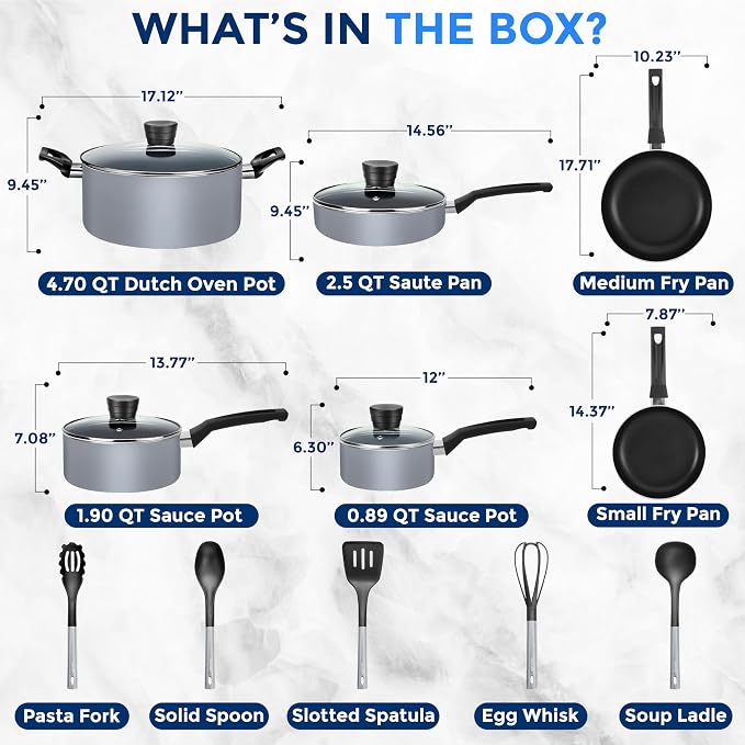 SereneLife Kitchenware Pots & Pans Basic Kitchen Cookware, Heat Resistang - Image 3