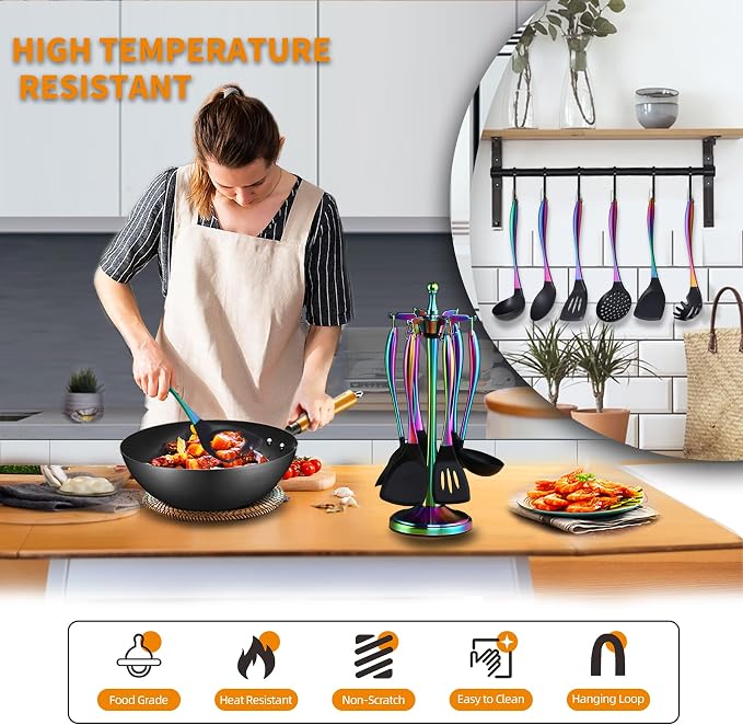 Kitchen Utensils Set, Large Non-stick Silicone Cooking Utensils Set 6 Pcs - Image 5
