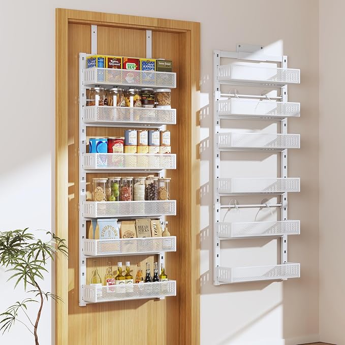 Pantry Door Organizers and Storage, 6-Tier Large Metal Heavy-Duty Frame Over by DAOTENGQL