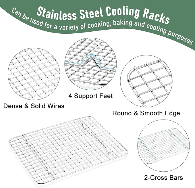 Homikit Baking Sheet with Wire Rack Set, Metal Bacon Cookie Trays Nonstick - Image 4