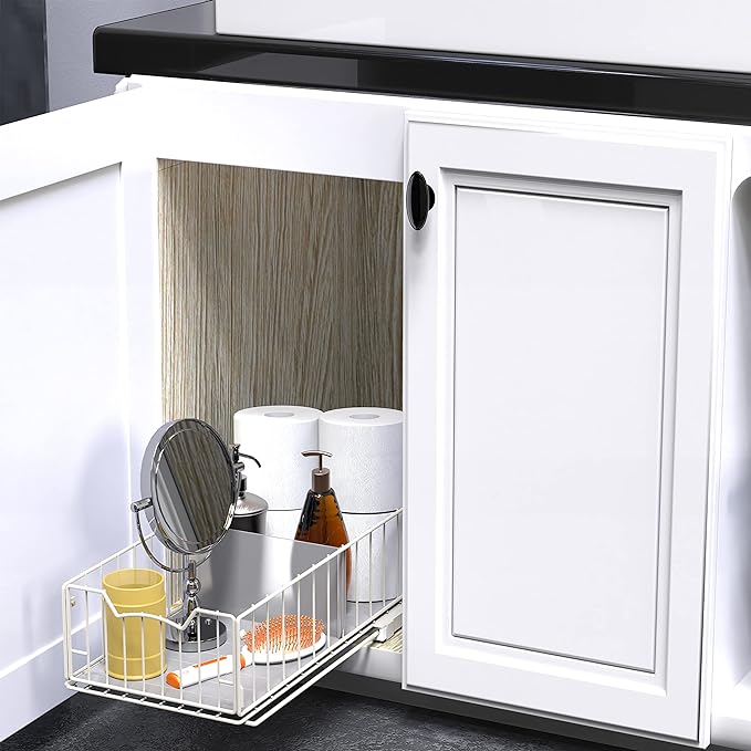 Simple Houseware Pull-Out Cabinet Sliding Basket Organizer, 17.2" D x 9.7" W x - Image 4