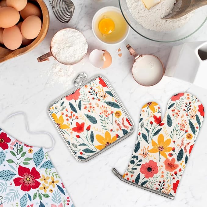 5 Pcs Kitchen Stuff Accessories, Kitchen Oven Mitts and Pot Holders Sets - Image 6