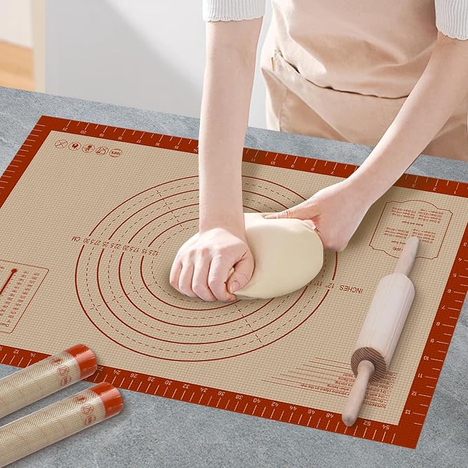 Pastry Mat, 0.7mm Extra Thick 28 x 20 Inches Large Non Stick Silicone Baking Pad by Dwavele