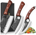 Topfeel 3PCS Butcher Knife Set, Hand Forged Serbian Chef Knives & Meat Cleaver by Topfeel