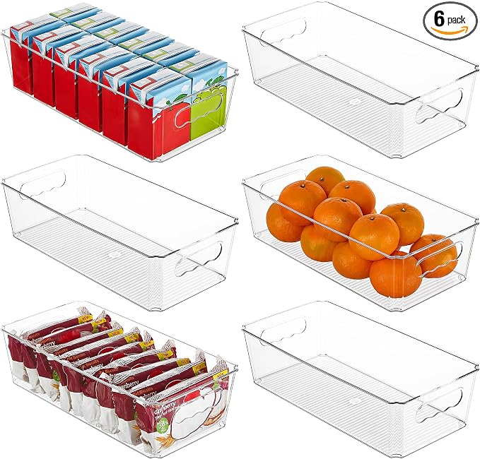 Vtopmart 6pcs Clear Organizers and Storage Bins, Plastic Storage Containers by Vtopmart