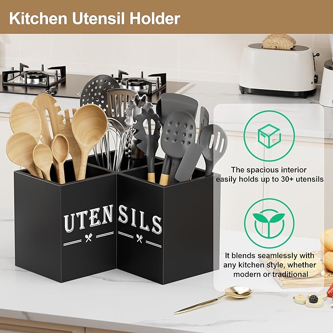 ZUJJAFY Utensil Holder for Kitchen Counter, Corner Kitchen Utensil Holder for - Image 5