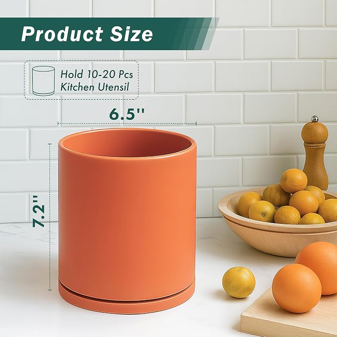 D'vine Dev 360° Rotating Utensil Holder – 7.2" Kitchen Utensil Crock - Image 2
