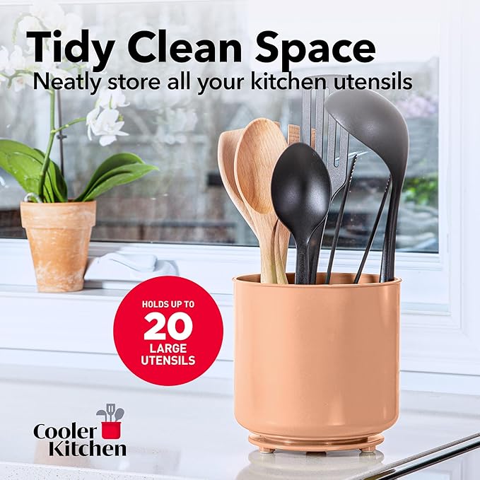 Cooler Kitchen Jumbo Rotating XL Peach Plastic Utensil Holder Caddy - Image 6
