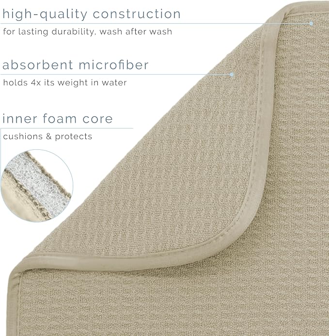 S&T INC. Dish Drying Mat Jumbo, 18” x 30”, Absorbent Microfiber Kitchen Counter - Image 3