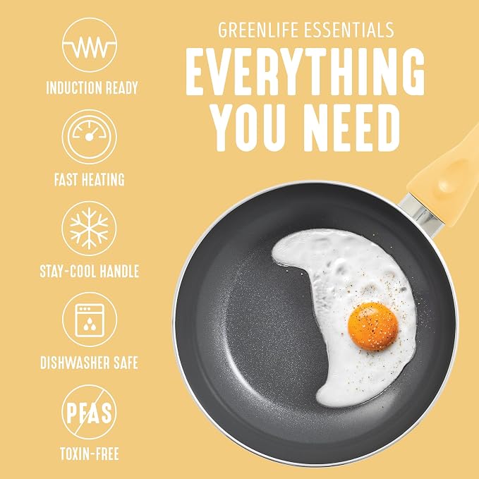 GreenLife Essentials 8" Frying Pan Skillet, PFAS-Free Ceramic Nonstick - Image 4