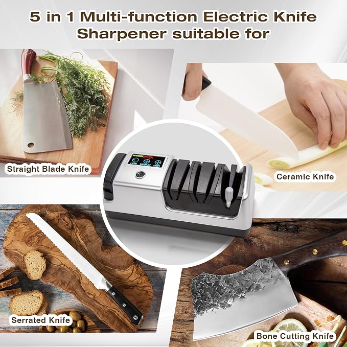 Silver Professional 3-Stage Electric Knife Sharpener - Image 7