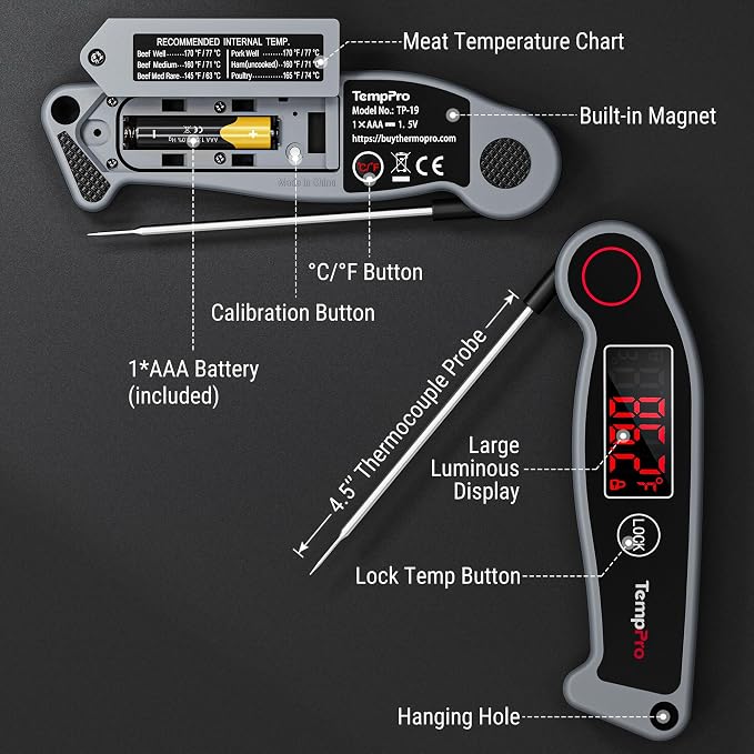 TempPro TP19 Waterproof Digital Meat Thermometer - Image 7