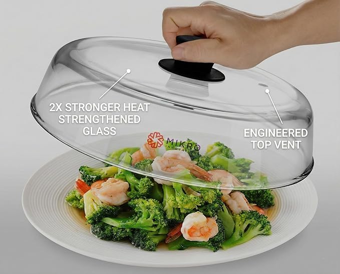 Mikro Innovations 10.5-Inch Glass Microwave Splatter Cover – Borosilicate Glass - Image 2