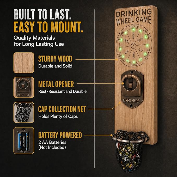Magnetic Bottle Openers with Catcher, Wall Mounted Wooden Beer Bottle Opener - Image 5