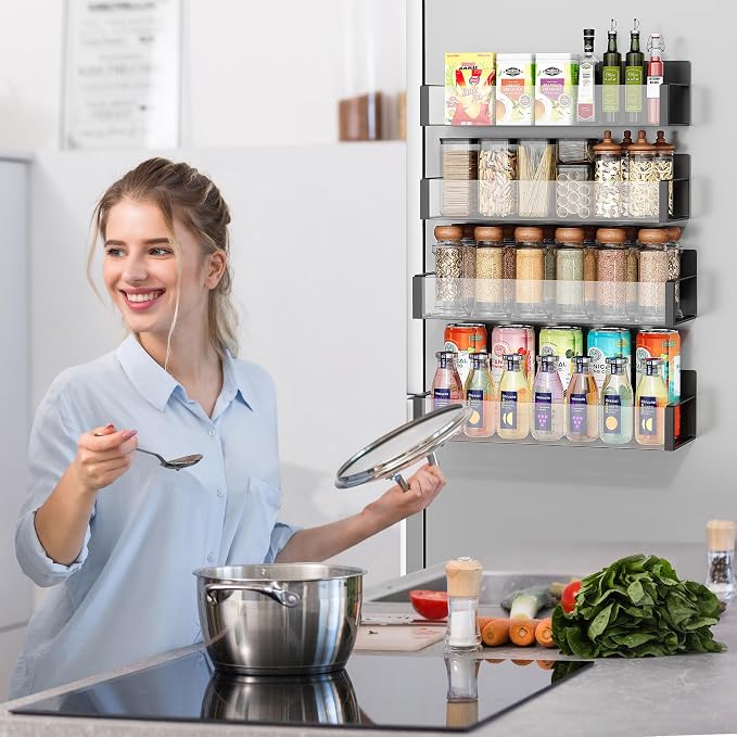 Vetacsion 4 Pack Moveable Fridge Magnetic Spice Racks - Image 3