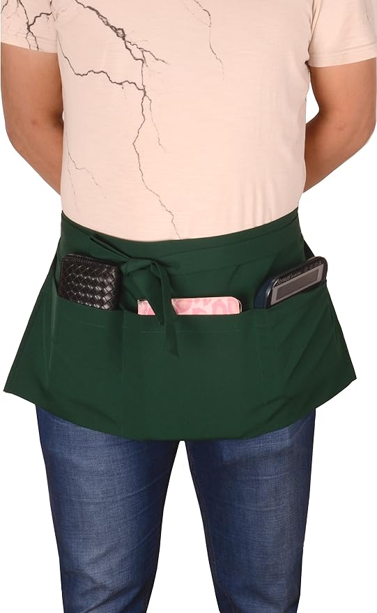 Resist water 3 big Pockets Waist Server Apron Kitchen Restaurant Unisex Half - Image 4