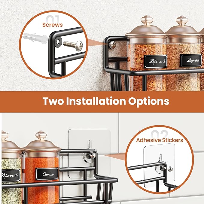 Mystozer Spice Rack wall mounted 6 Pack, Space-Saving Spice Organizer - Image 4